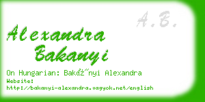 alexandra bakanyi business card